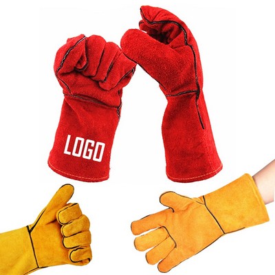 14" Heavy Duty Double Layered Cowhide Welding Gloves