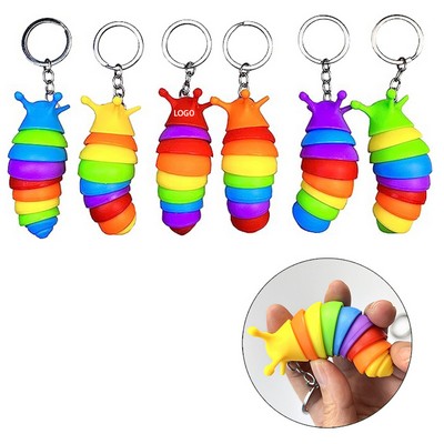 Colorful PP Plastic Caterpillar Keychain Fidget Toy