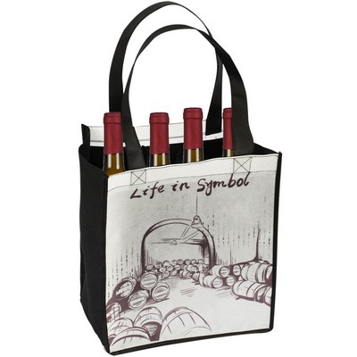 Laminated Full Color 6 Bottle Wine Tote Carrier