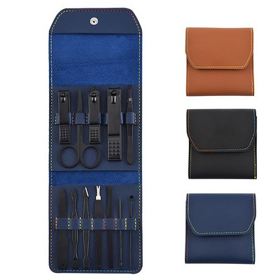 Professional 12-Piece Stainless Steel Manicure Set with Nail Clippers