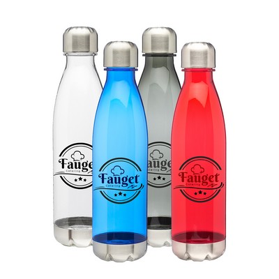 Cola-shaped Plastic Water Bottle - Steel Cap, 25 oz.