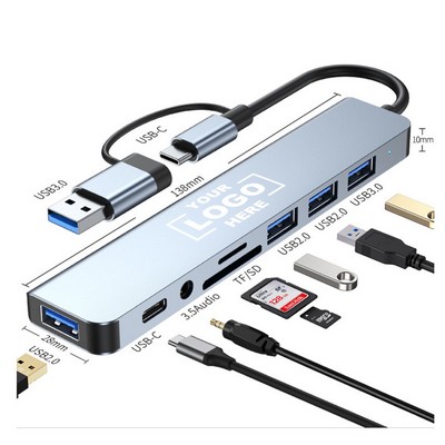 8-In-1 HUB C USB 3.0 Adapter Mini Dock Station