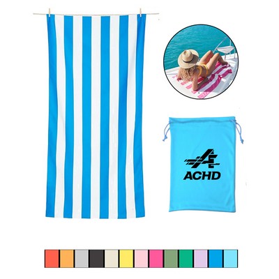 Cabana Stripe Beach Towel w/ Drawstring Bag