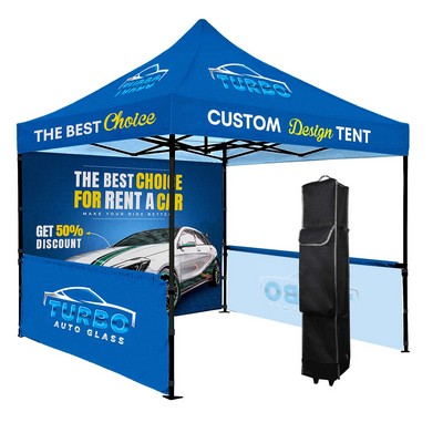 10' X 10' Commercial Steel Frame Tent Kit w/ Full Back Wall+2 Half Side Walls