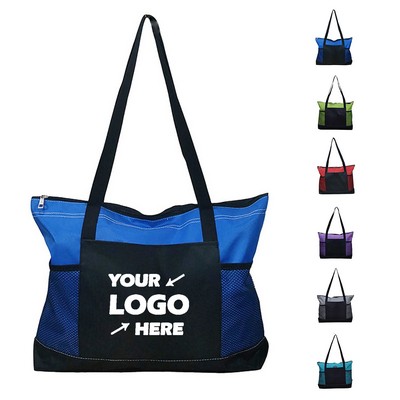 Zippered Tote Bag with Fabric