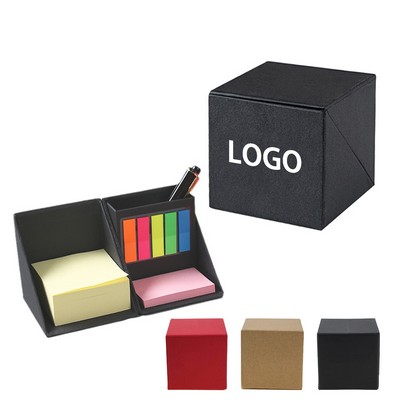 Multi-function Sticky Note Cube Box with Pen Holder