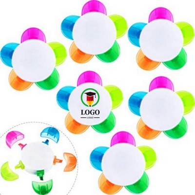 5-In-1 Fluorescent Pens Flower Shape Highlighter Pens