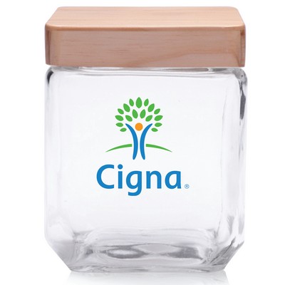 41 Oz. Omni Square Glass Jar - Multi Color Imprint