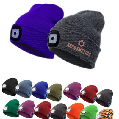 Rechargeable LED Winter Knit Cap