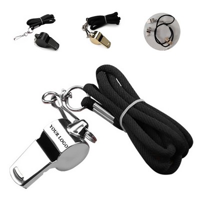 Stainless Steel Sports Metal Whistles with Lanyard