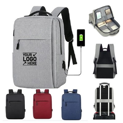 Travel Business College Rucksack Work Computer Bag Laptop Backpack With USB Charging Port