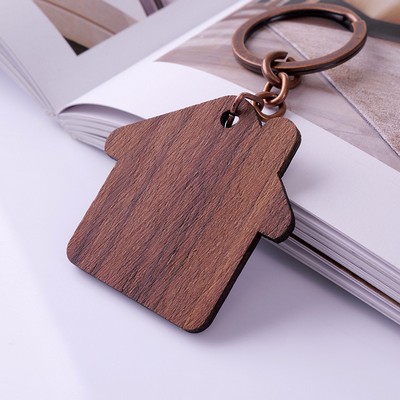 Personalized Wooden House Shaped Keychain