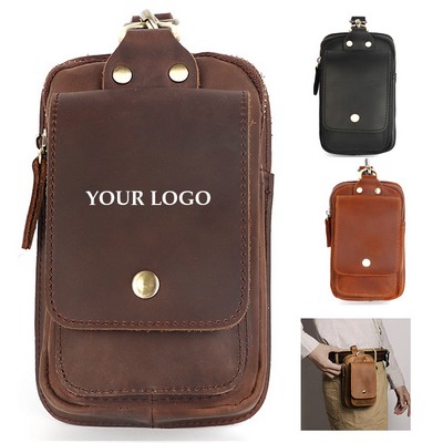 Vintage Genuine Leather Phone Holster for Men