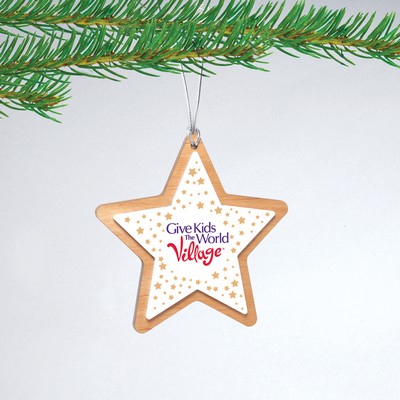 White Acrylic and Alder Wood Star Christmas Ornament