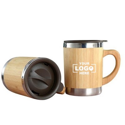 Insulated Bamboo Stainless Steel Travel Mug