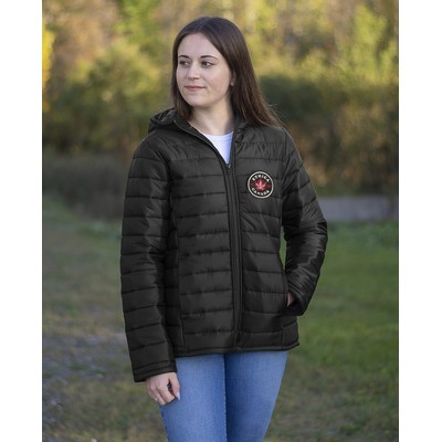 Hooded quilted jacket - women