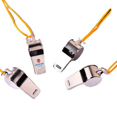 Stainless Steel Coach Whistle with Lanyard