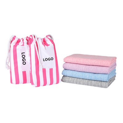 Beach Towel Microfiber Blanket w/Pouch