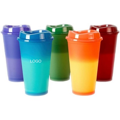 16Oz Pp Plastic Full Color Thermochromic Cup With Lid