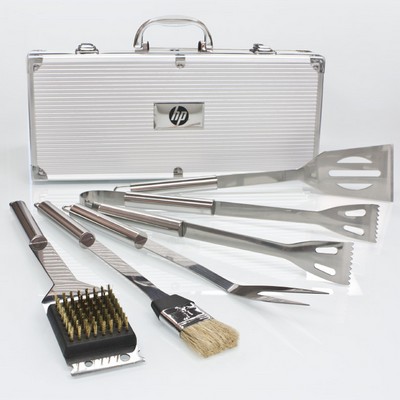 5pc Stainless Steel BBQ Grill Set w/ Carrying Case & Tools