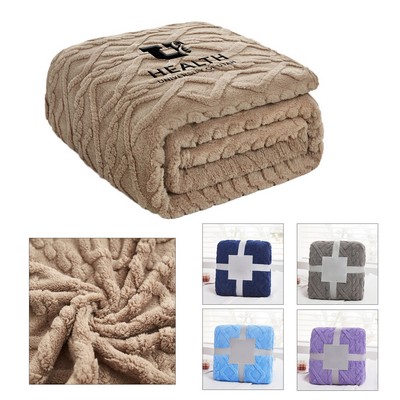 Fuzzy Jacquard Knit Nap Blanket