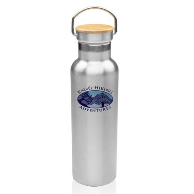 Wood Top Stainless Steel Water Bottles 20 oz