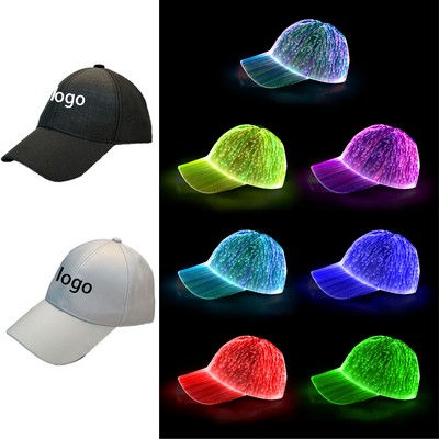 7 Colors Luminous LED Light Up Hat Type-C Rechargeable Battery Glow In Dark Baseball Cap