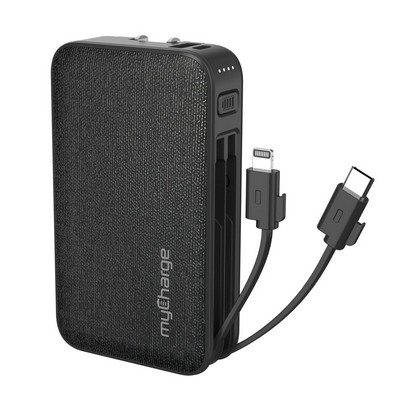 myCharge Powerhub Plus 6K Portable Charger W/ Built-In Usb-C & Lightning Cable