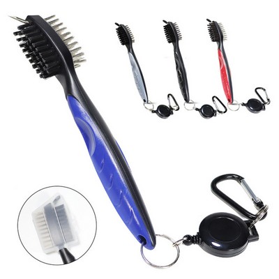 Plastic Golf Club Cleaning Brush With Retractable Extension Cord And Clip