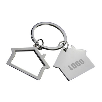 Alloy Dual House Shaped Keychain