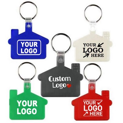 House Shape PVC Plastic Key Tag Keychain