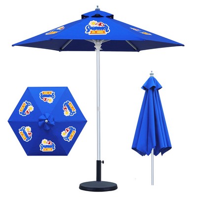 7' Heavy Duty Market Umbrella w/6 Panel Full Color & Aluminum Frame