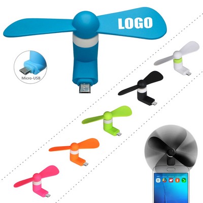 Portable Cell Phone Mini Fan with Micro USB Port and Safety Features