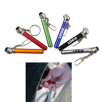 3" Mini Aluminum Pen Tyre Pressure Gauge KeyChain