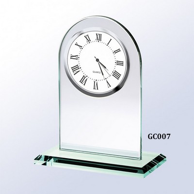 Jade Glass Arch Clock, White Face and Roman Numerals