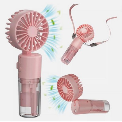 Rechargeable Travel Handheld Mist Cooling Spray Fan with Lanyard