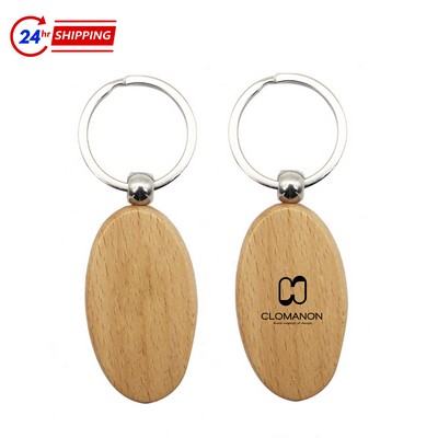 Oval Wooden Keychain