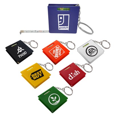 Popular Measuring Tape Keychain With Level - Measures 1 Meter or 39 inches