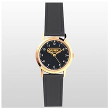 Bestseller Series Gold Watch w/ Black Leather Band