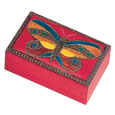 Garden Wood Box w/Butterfly (4 1/4"x2 5/8"x1 3/4")