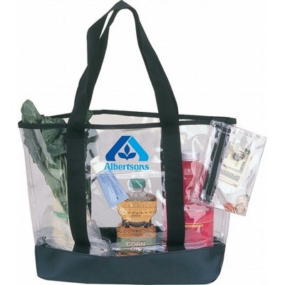 Clear Vinyl Shopping Tote w/ Zippered Accessory Pouch