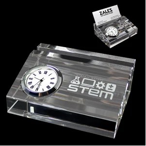 Crystal Card Holder w/Clock