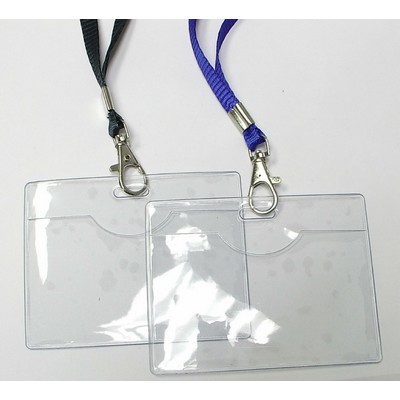 Clear Vinyl Badge Holder Lanyard Combination (4"x3")