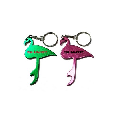 Flamingo Aluminum Bottle Opener w/Keychain (9 Week Production)