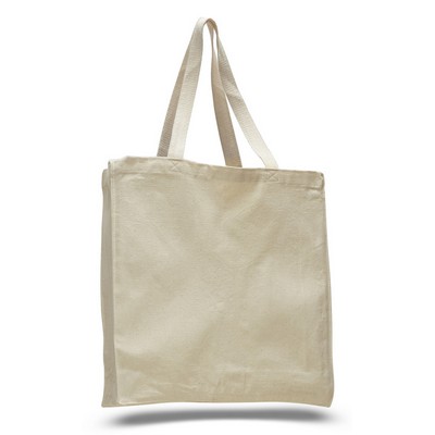 12 Oz. Natural Canvas Book Tote Bag w/ Full Gusset - Blank (14"x15"x4")