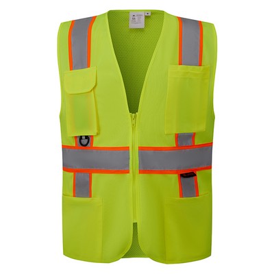 3C Products ANSI 107-2020 Class 2 Mesh Neon Green Safety Vest Pockets