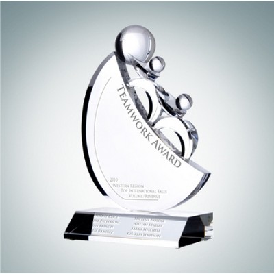 Teamwork 2 Men Optical Crystal Award Plaque