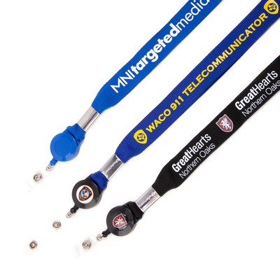 1" Flat Polyester Lanyard with Badge Reel