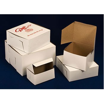 1 Piece Lock Corner White Cake Bakery Box (6 1/4"x3 3/4"x2 1/8")