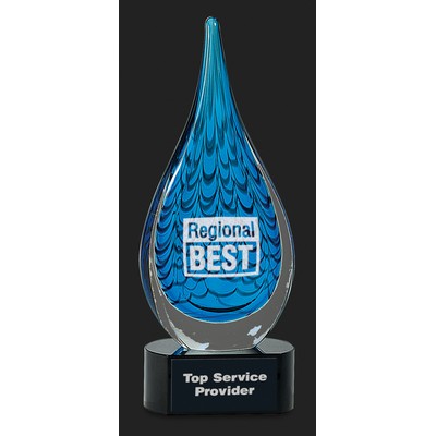 Raining Success Blue Raindrop Art Glass Award - 12 1/2'' H